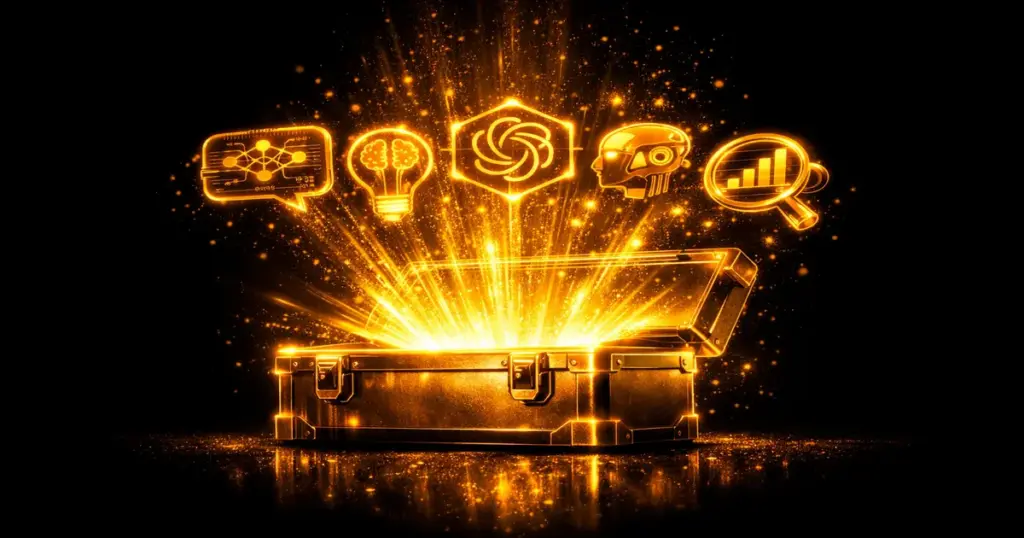 Beste KI-Tools fuer Selbststaendige 2026 - Fuenf goldene Tool-Kacheln