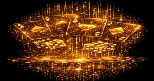 KI-Tools Casino-Tricks - Goldene Chip-Symbole auf dunklem Hintergrund