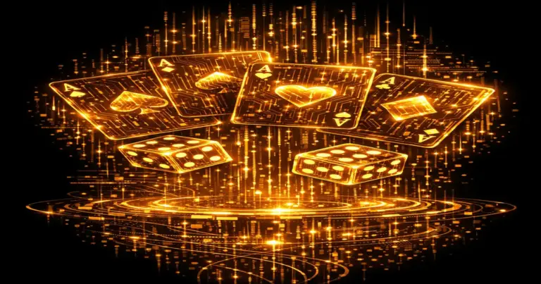 KI-Tools Casino-Tricks - Goldene Chip-Symbole auf dunklem Hintergrund