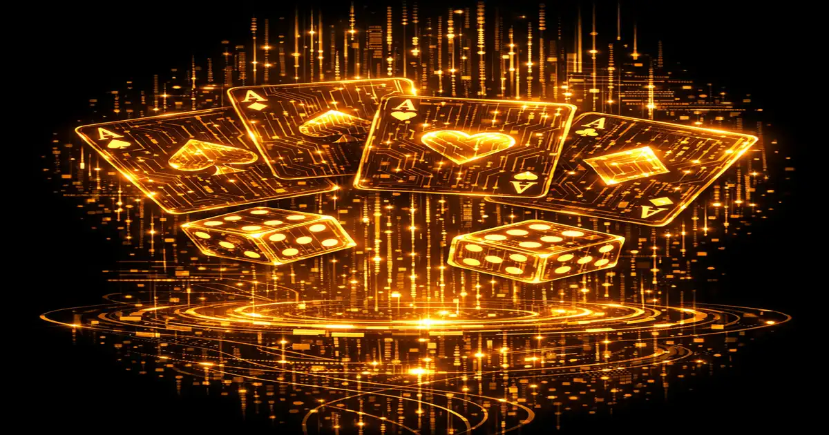 KI-Tools Casino-Tricks - Goldene Chip-Symbole auf dunklem Hintergrund