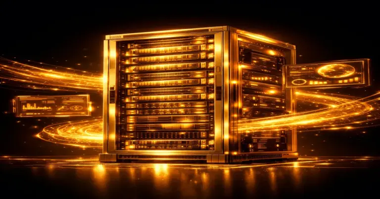 OpenClaw VPS-Server Setup - Server-Rack mit Amber-Glow